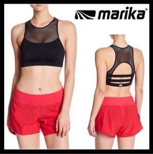 Black mesh strappy back sports bra